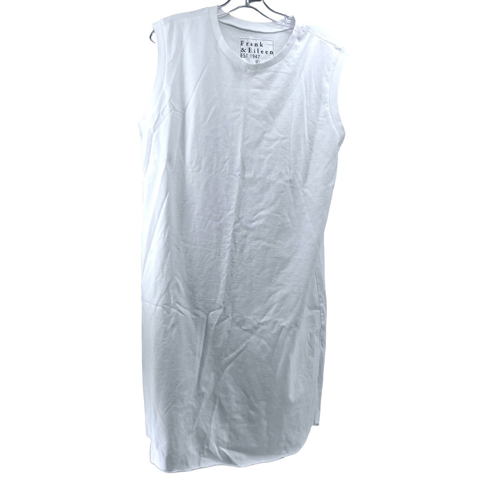 Frank & Eileen Women T-Shirt Dress Sleeveless Shift White Cotton Large NWOT